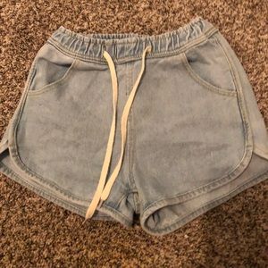 denim elastic shorts